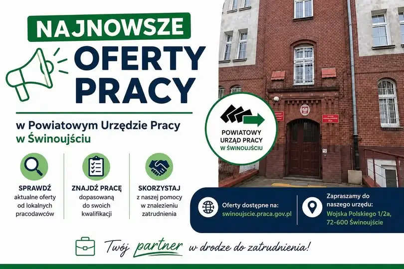 Powiatowy Urząd Pracy w Świnoujściu publikuje nowe oferty pracy