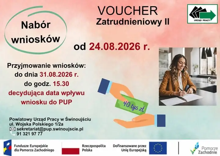Voucher Zatrudnieniowy II – nabór wniosków w Świnoujściu do końca sierpnia