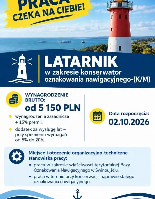 Urząd Morski w Szczecinie szuka latarnika-konserwatora oznakowania nawigacyjnego