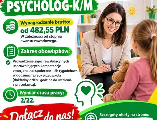 Przedszkole Miejskie nr 11 w Świnoujściu szuka psychologa