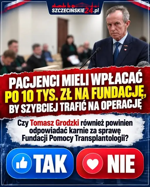 Fundacja Pomocy Transplantologii: akt oskarżenia wobec 30 osób, Tomasz Grodzki poza zarzutami