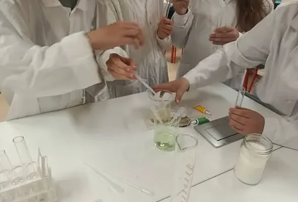 Uczniowie izolowali DNA z owoców i tworzyli tęczę w probówce