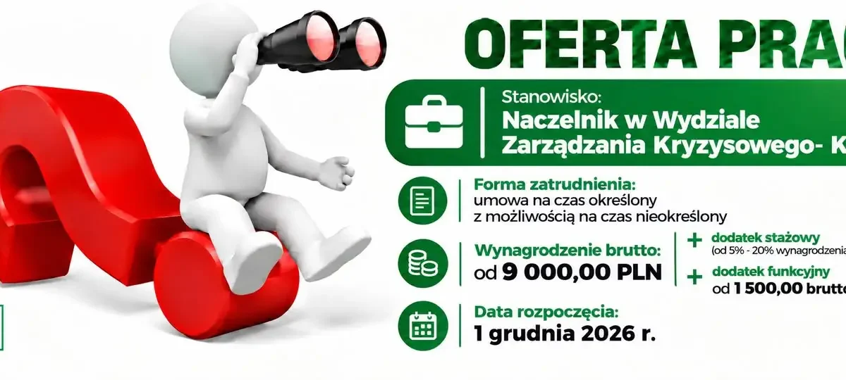 Świnoujście szuka naczelnika Wydziału Zarządzania Kryzysowego. Wynagrodzenie do 10,8 tys. zł